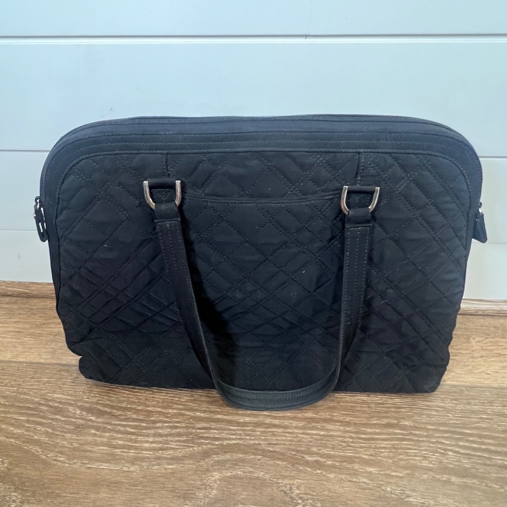 Vera Bradley Black Quilted Commuter Bag, travel laptop bag - Picture 3 of 11